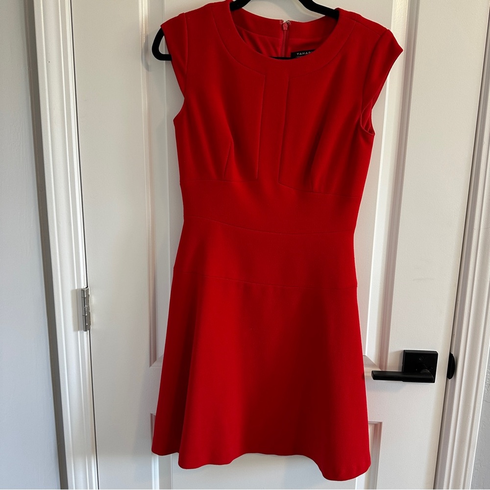 Tahari ASL Flared Red Dress